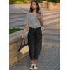imageEVALESS Barrel Jeans for Women Trendy High Waisted Wide Leg Baggy Ankle Denim PantsBlack