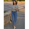 imageEVALESS Barrel Jeans for Women Trendy High Waisted Wide Leg Baggy Ankle Denim PantsBlue