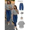 imageEVALESS Barrel Jeans for Women Trendy High Waisted Wide Leg Baggy Ankle Denim PantsDark Blue