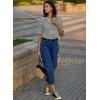 imageEVALESS Barrel Jeans for Women Trendy High Waisted Wide Leg Baggy Ankle Denim PantsDark Blue
