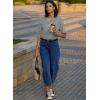 imageEVALESS Barrel Jeans for Women Trendy High Waisted Wide Leg Baggy Ankle Denim PantsDark Blue