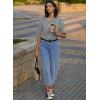 imageEVALESS Barrel Jeans for Women Trendy High Waisted Wide Leg Baggy Ankle Denim PantsLigh Blue