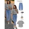 imageEVALESS Barrel Jeans for Women Trendy High Waisted Wide Leg Baggy Ankle Denim PantsLigh Blue