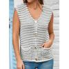 imageEVALESS Casual Cropped Crochet Cardigan Sweaters for Women Trendy Summer V Neck Sleeveless Sweater Vest Button Up CardigansBlack Stripe
