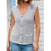 imageEVALESS Casual Cropped Crochet Cardigan Sweaters for Women Trendy Summer V Neck Sleeveless Sweater Vest Button Up CardigansBlue Stripe