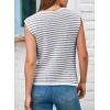imageEVALESS Casual Cropped Crochet Cardigan Sweaters for Women Trendy Summer V Neck Sleeveless Sweater Vest Button Up CardigansBlue Stripe