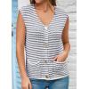 imageEVALESS Casual Cropped Crochet Cardigan Sweaters for Women Trendy Summer V Neck Sleeveless Sweater Vest Button Up CardigansBlue Stripe