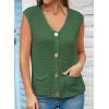 imageEVALESS Casual Cropped Crochet Cardigan Sweaters for Women Trendy Summer V Neck Sleeveless Sweater Vest Button Up CardigansGreen