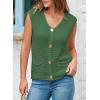 imageEVALESS Casual Cropped Crochet Cardigan Sweaters for Women Trendy Summer V Neck Sleeveless Sweater Vest Button Up CardigansGreen