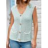 imageEVALESS Casual Cropped Crochet Cardigan Sweaters for Women Trendy Summer V Neck Sleeveless Sweater Vest Button Up CardigansGreen Stripe