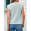 imageEVALESS Casual Cropped Crochet Cardigan Sweaters for Women Trendy Summer V Neck Sleeveless Sweater Vest Button Up CardigansGreen Stripe
