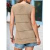imageEVALESS Sexy Crochet Tank Top for Women Sweater Tank Tops 2025 Trendy Crewneck Sleeveless Summer Tops Hollow Out Knit ShirtsKhaki