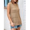 imageEVALESS Sexy Crochet Tank Top for Women Sweater Tank Tops 2025 Trendy Crewneck Sleeveless Summer Tops Hollow Out Knit ShirtsKhaki
