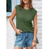 imageEVALESS Sexy Crochet Tank Top for Women Sweater Tank Tops 2025 Trendy Crewneck Sleeveless Summer Tops Hollow Out Knit ShirtsSmoke Green