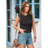 imageEVALESS Sweater Vest Women Cute Spring Summer Crewneck Knit Sleeveless Crochet TopsBlack