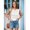 imageEVALESS Sweater Vest Women Cute Spring Summer Crewneck Knit Sleeveless Crochet TopsWhite