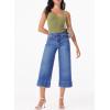 imageEVALESS Wide Leg Jeans for Women High Waisted Capri Pants Trendy Stretchy Straight Baggy Denim PantsBeau Blue