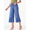 imageEVALESS Wide Leg Jeans for Women High Waisted Capri Pants Trendy Stretchy Straight Baggy Denim PantsBeau Blue
