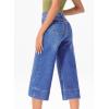 imageEVALESS Wide Leg Jeans for Women High Waisted Capri Pants Trendy Stretchy Straight Baggy Denim PantsBeau Blue