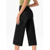 imageEVALESS Wide Leg Jeans for Women High Waisted Capri Pants Trendy Stretchy Straight Baggy Denim PantsBlack