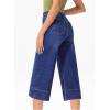 imageEVALESS Wide Leg Jeans for Women High Waisted Capri Pants Trendy Stretchy Straight Baggy Denim PantsNavy Blue