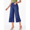 imageEVALESS Wide Leg Jeans for Women High Waisted Capri Pants Trendy Stretchy Straight Baggy Denim PantsNavy Blue
