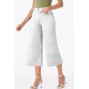 imageEVALESS Wide Leg Jeans for Women High Waisted Capri Pants Trendy Stretchy Straight Baggy Denim PantsWhite