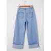imageEVALESS Womens Jeans High Waisted Stretchy Cuffed Wide Leg Denim Pants with PocketsBeau Blue
