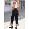 imageEVALESS Womens Jeans High Waisted Stretchy Cuffed Wide Leg Denim Pants with PocketsBlack