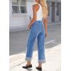 imageEVALESS Womens Jeans High Waisted Stretchy Cuffed Wide Leg Denim Pants with PocketsIvy
