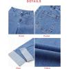 imageEVALESS Womens Jeans High Waisted Stretchy Cuffed Wide Leg Denim Pants with PocketsIvy