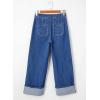 imageEVALESS Womens Jeans High Waisted Stretchy Cuffed Wide Leg Denim Pants with PocketsSail Blue