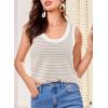 imageEVALESS Womens Tank Tops Summer Sleeveless Crewneck Ribbed Knit Striped Loose Fitted Blouses Basic Tees Cami ShirtsKhaki Stripe