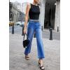 imageEVALESS Womens Wide Leg Jeans High Waisted Stretchy Loose Denim PantsDark Blue
