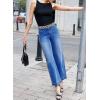 imageEVALESS Womens Wide Leg Jeans High Waisted Stretchy Loose Denim PantsDark Blue