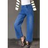 imageEVALESS Womens Wide Leg Jeans High Waisted Stretchy Loose Denim PantsDark Blue