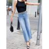 imageEVALESS Womens Wide Leg Jeans High Waisted Stretchy Loose Denim PantsLight Blue