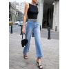 imageEVALESS Womens Wide Leg Jeans High Waisted Stretchy Loose Denim PantsLight Blue