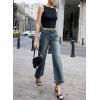 imageEVALESS Womens Wide Leg Jeans High Waisted Stretchy Loose Denim PantsReal Teal