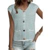 imageEVALESS Casual Cropped Crochet Cardigan Sweaters for Women Trendy Summer V Neck Sleeveless Sweater Vest Button Up CardigansGreen Stripe