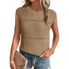 imageEVALESS Sexy Crochet Tank Top for Women Sweater Tank Tops 2025 Trendy Crewneck Sleeveless Summer Tops Hollow Out Knit ShirtsKhaki