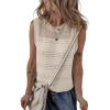 imageEVALESS Sweater Vest Women Cute Spring Summer Crewneck Knit Sleeveless Crochet TopsBeige