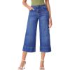 imageEVALESS Wide Leg Jeans for Women High Waisted Capri Pants Trendy Stretchy Straight Baggy Denim PantsAshleigh Blue