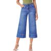 imageEVALESS Wide Leg Jeans for Women High Waisted Capri Pants Trendy Stretchy Straight Baggy Denim PantsBeau Blue