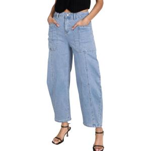 imageEVALESS Barrel Jeans for Women Trendy High Waisted Wide Leg Baggy Ankle Denim PantsBeau Blue