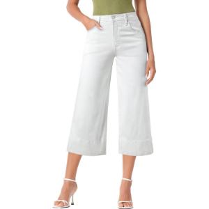 imageEVALESS Wide Leg Jeans for Women High Waisted Capri Pants Trendy Stretchy Straight Baggy Denim PantsWhite