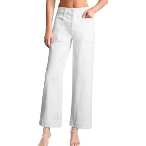 imageEVALESS Womens Wide Leg Jeans High Waisted Stretchy Loose Denim PantsWhite