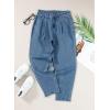 imageEVALESS Womens Baggy Jeans High Waisted Stretchy Boyfriend Barrel Denim Ankle PantsAshleigh Blue
