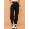 imageEVALESS Womens Baggy Jeans High Waisted Stretchy Boyfriend Barrel Denim Ankle PantsBlack