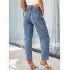 imageEVALESS Womens Baggy Jeans High Waisted Stretchy Boyfriend Barrel Denim Ankle PantsBlue